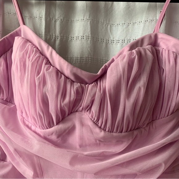 Oh Polly Corset Bustier Bodycon Ruched Fitted Mini Summer Dress in Pinky Lilac - Picture 11 of 14